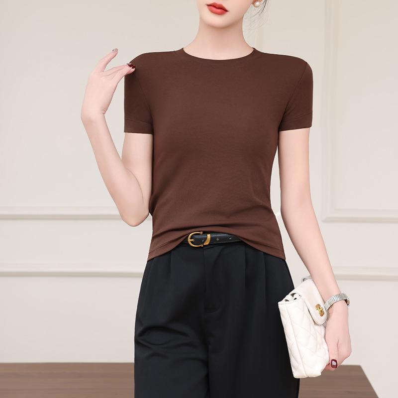 2026 Spring/Summer Women's Round Neck Short Sleeve Slimming Breathable T-shirt