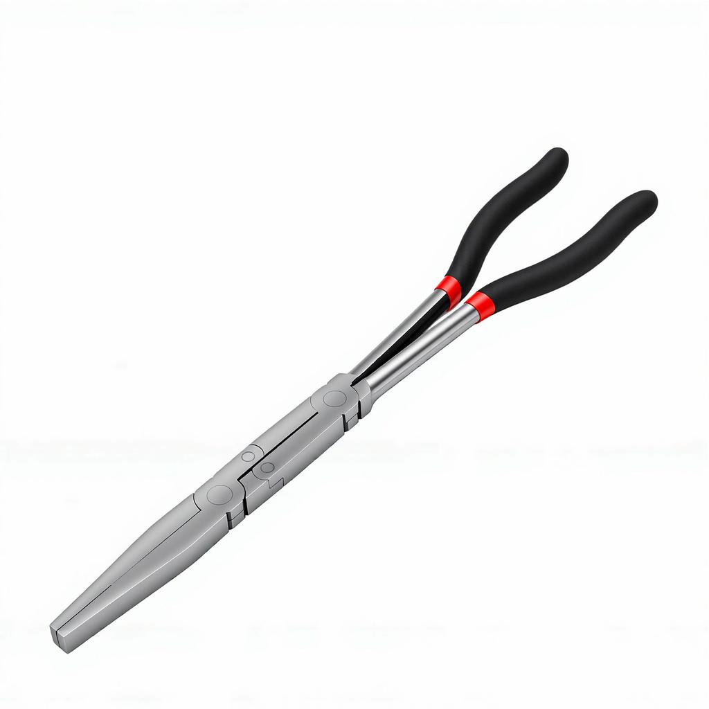 Double Joint Pliers 13 Inch Extended Strong Grip Dual Pivot Flat Nose Pliers with Serrated Jaws for Narrow Space