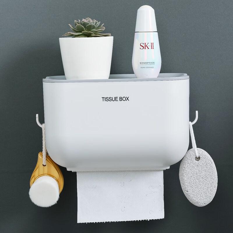 LIEI Creative Drill-Free Waterproof Toilet Paper Holder with Storage Shelf