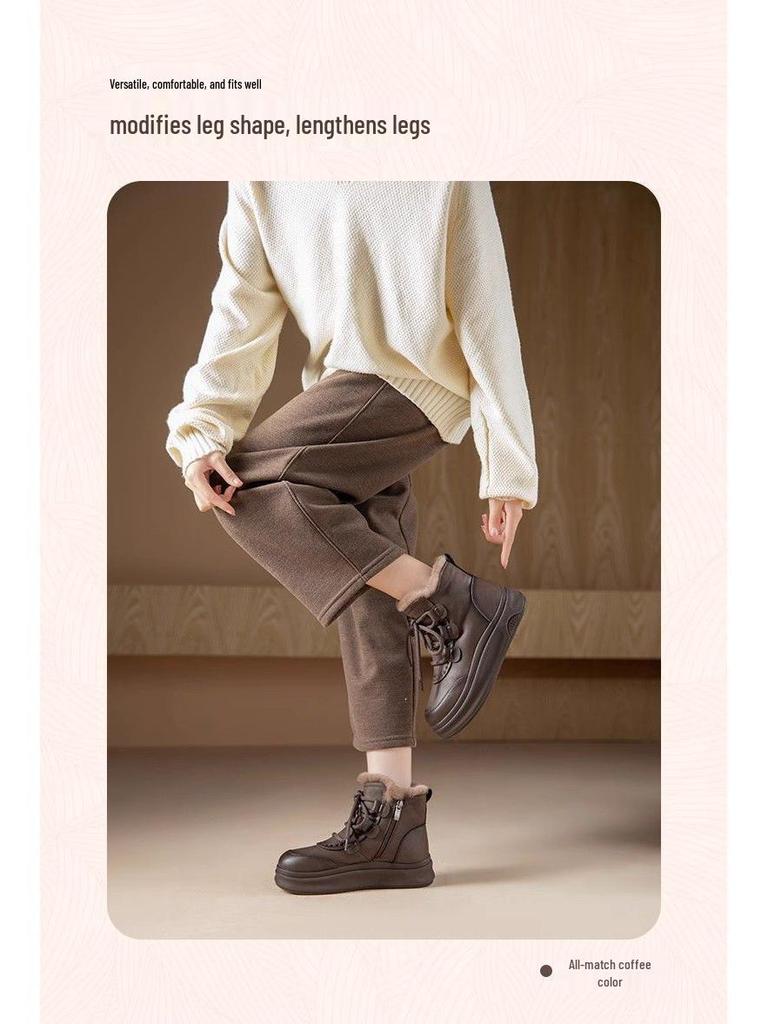 Women's Plus Velvet Non-Slip Warm Snow Boots - Comfort Cotton, Soft Sole for Middle-Aged & Elderly Winter Wear.