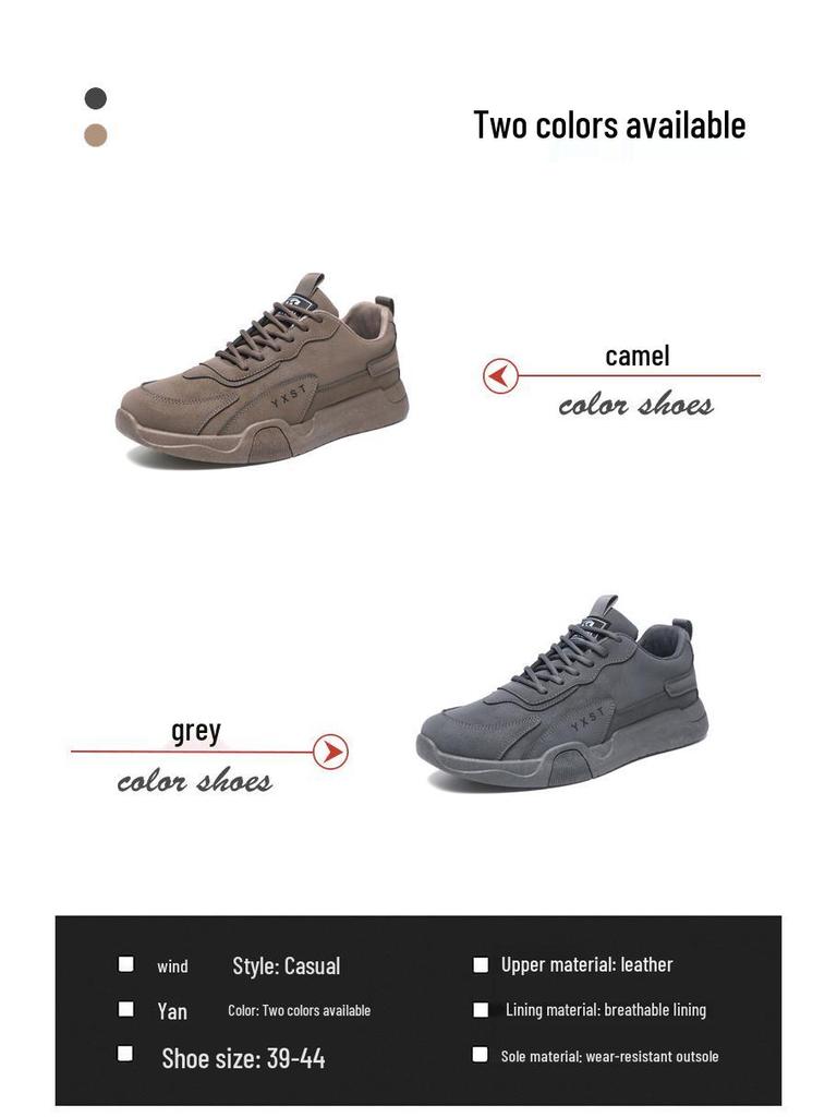 Men's Versatile Leather Lace-up Casual Sneakers - Breathable, Comfortable, Non-slip for Spring & Autumn 2025