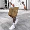Herren Europäische Geradlinige Lässige Cargoshorts - Sommertrend, Schwarz/Mehrfarbig, Fünf-Punkt-Länge