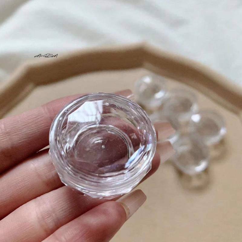 10Pcs Refillable Nail Bottles Clear Cream Jar Small Sample Can Tin for Nail Glitter Powder Decoration Box Pot