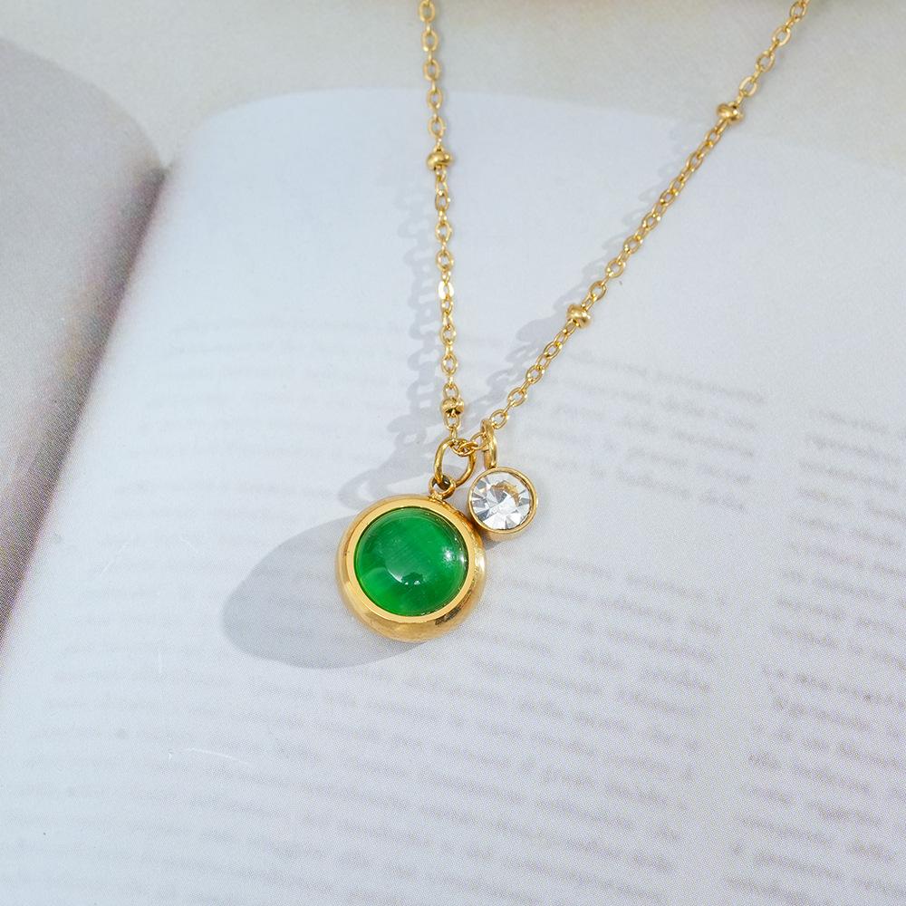 Cat Eye Rhinestone Clavicle Necklace: Full Titanium Steel, Luxury Summer Design for Women’s High-End Style