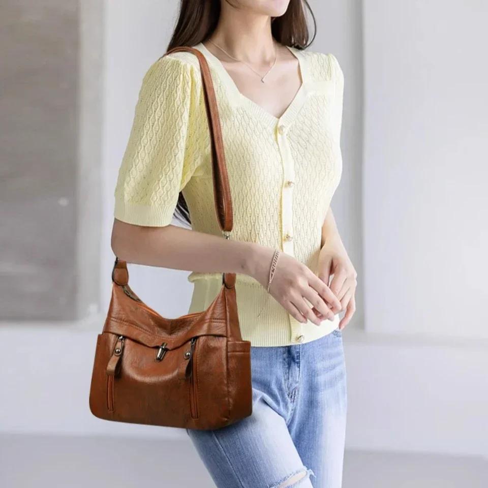Women Bag Daily Shoulder Bag Quality Female Shoulder Messenger Crossbody Hobos Large Capacity Casual Totes Pu Leather Handbag Quality