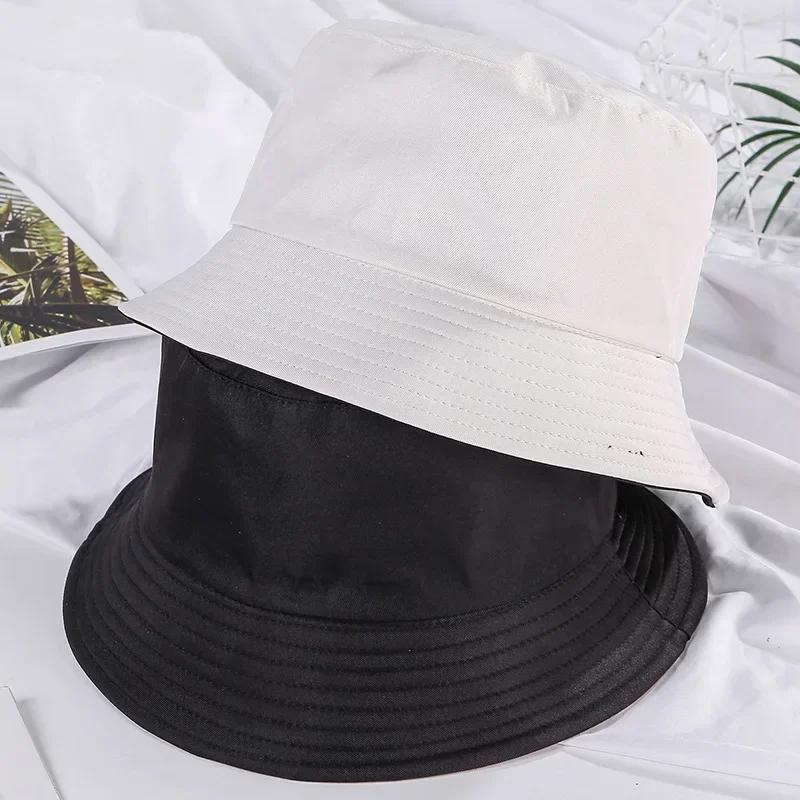 

Unisex Hat Black Solid Color Double-Sided Simple Hip Hop Bucket Hat Men s Women s Panama Beach Fishing Sun Cap Bucket Hats