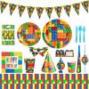 Building Blocks Birthday Party Set Children's Game Blocks Paper Cups Birthday Party Supplies Birthday Tableware