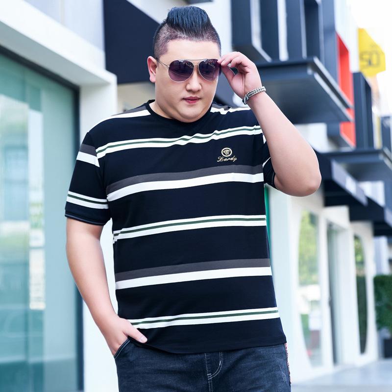 Obese Men's Summer Fat Plus Size Round Neck Short-sleeved T-shirt Oversized Loose Fat People Body Shirt Tops Oversized
