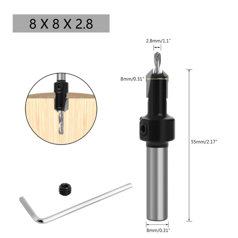 8/10mm Round Shank Countersink Drill Bit High Speed Steel Milling Cutter Metal Hole Cutter Woodworking Drilling Tools