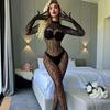 Benqian Sex Net Underwear European and American One-piece Stockings Leopard Print Uniform Temptation Passion Pure Desire MQ02