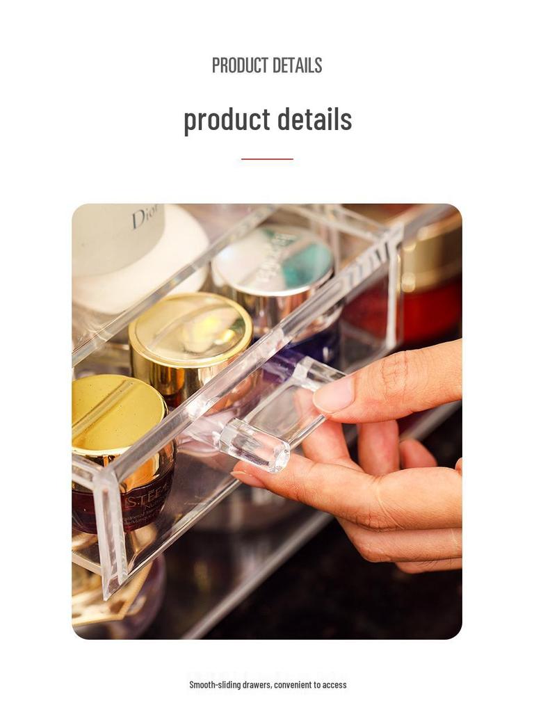 Acrylic Desktop Makeup Storage Drawer - Transparent Dustproof Cabinet