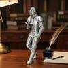 Classic Armor Plate Decor for Garden Medieval Knight Bookshelf Decor, Silver-Finished Armored Statue, Fantasy Home Relaxed Posture Collection