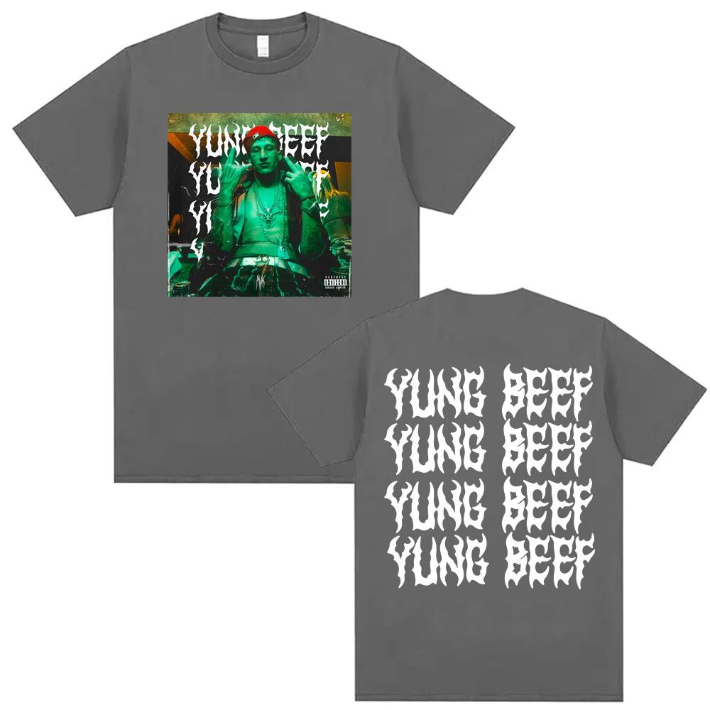 Rapper Yung Beef Album Double Sided Print Tshirts for Men Harajuku Hip Hop Summer Style Shirt High Quality Loose Cotton Tshirt