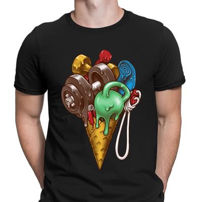 Eiscreme Workout Fitnessstudio Gewichtheben Bodybuilding Lustig Herren T-Shirts T-Shirt Top  D6