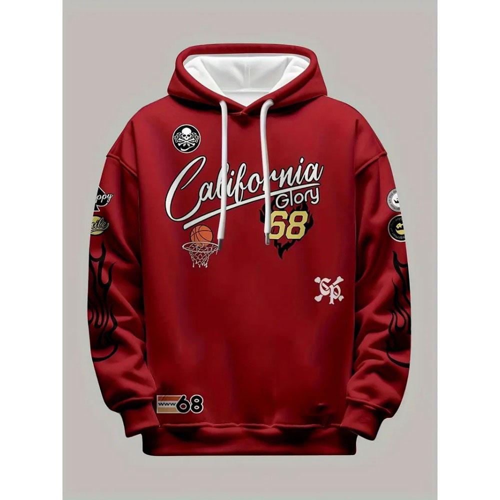 Мужские модные крутые гоночные худи Осень Уличная толстовка с капюшоном для экстремальных видов спорта 3D-принт Графика букв и цифр Топ с длинным рукавом 11-12Y