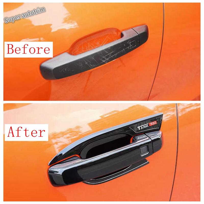 Door Handle Bowl Decoration Protector Cover Trim For Great Wall GWM WEY TANK 300  - 2025 Chrome Black Accessories Exterior
