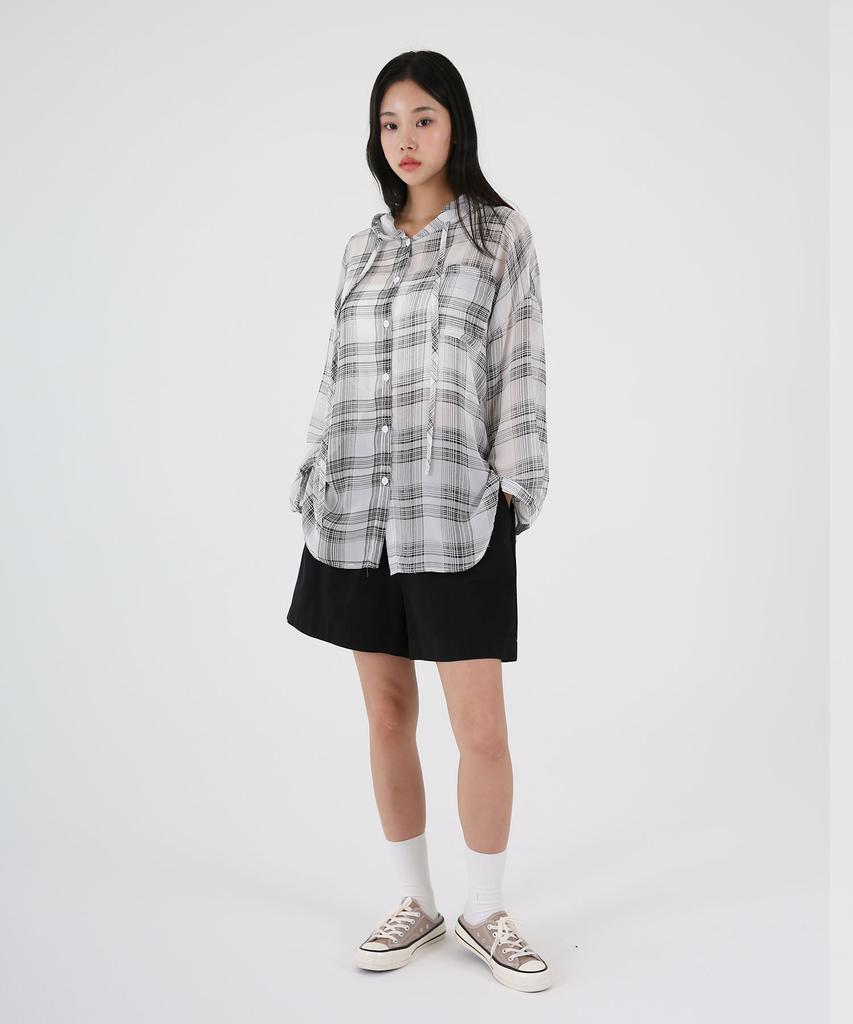 UMM Women'S See-Through Oversized Check Hoodie