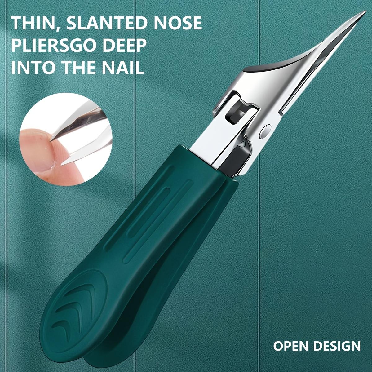 

Equipped with ultra-slim angled tip design, thickened nail and toenail care tool, stainless steel nail clipper trimmer зелений