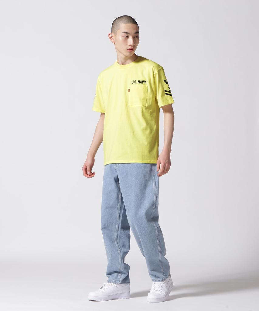 Avirex Men's Short Sleeve Naval Pocket T-Shirt, Size 2XL, 438, Lemon, 783-2934008