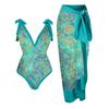 New One-piece Swimsuit Multi-color Printed Hip-wrapped Gauze Skirt Anti-light Two-piece Sunscreen Swimsuit