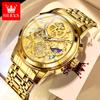 OLEVS 9947 Sell Original Quartz Watch for Men Skeleton Flywheel Design Classic Chrono Small Dial Top Luxury Men's Wristwatch