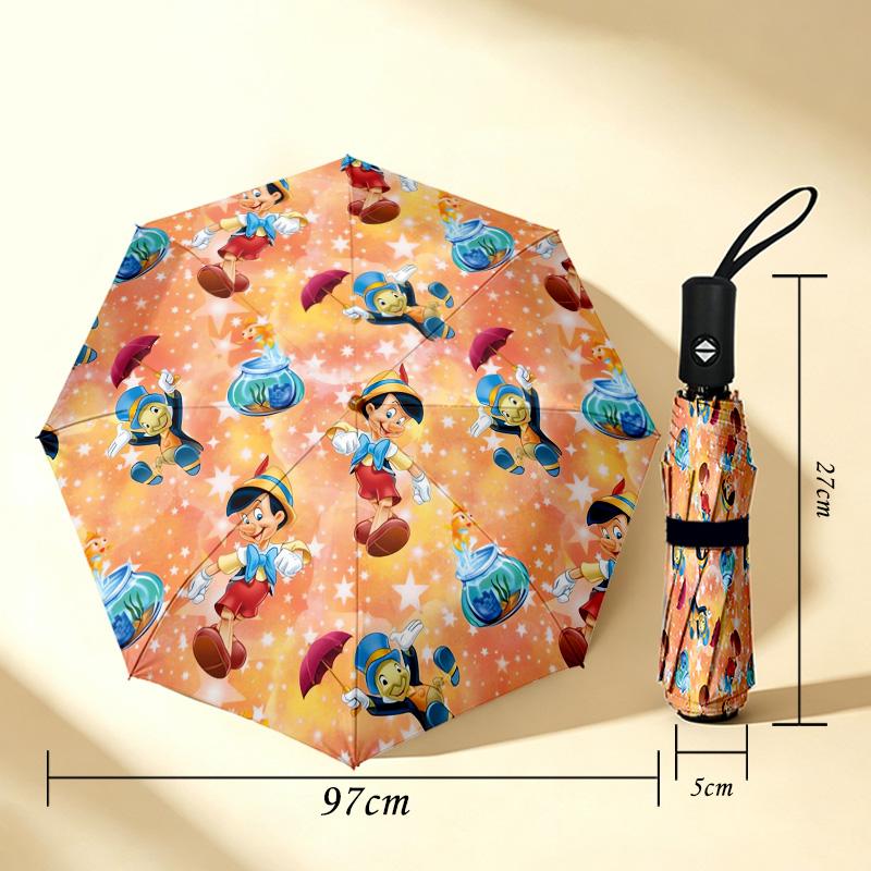 Pinocchio Dreams 8 Ribs 3Fold Black Glue Uv Protection Umbrella Sun Protection Rainproof Compact Folding Umbrella For Travel Daily Use C924467