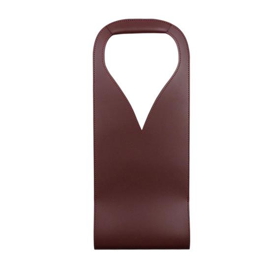 V-shaped Handle Wine Holder Faux Leather Tote Bag, Portable Carrier Pouch, Waterproof Packaging Bag Single Bottle Protector Sleeve for Champagne Beer