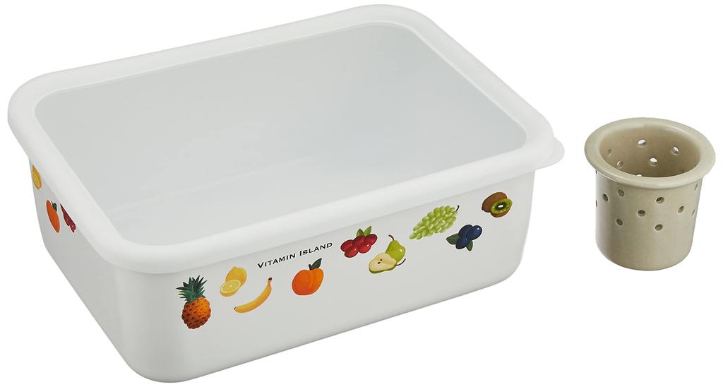 Wahei Freiz Enamel Pickling Container, for storing pickled vegetables (nukazuke), with drainage function, Vitamin Island ME-7274
