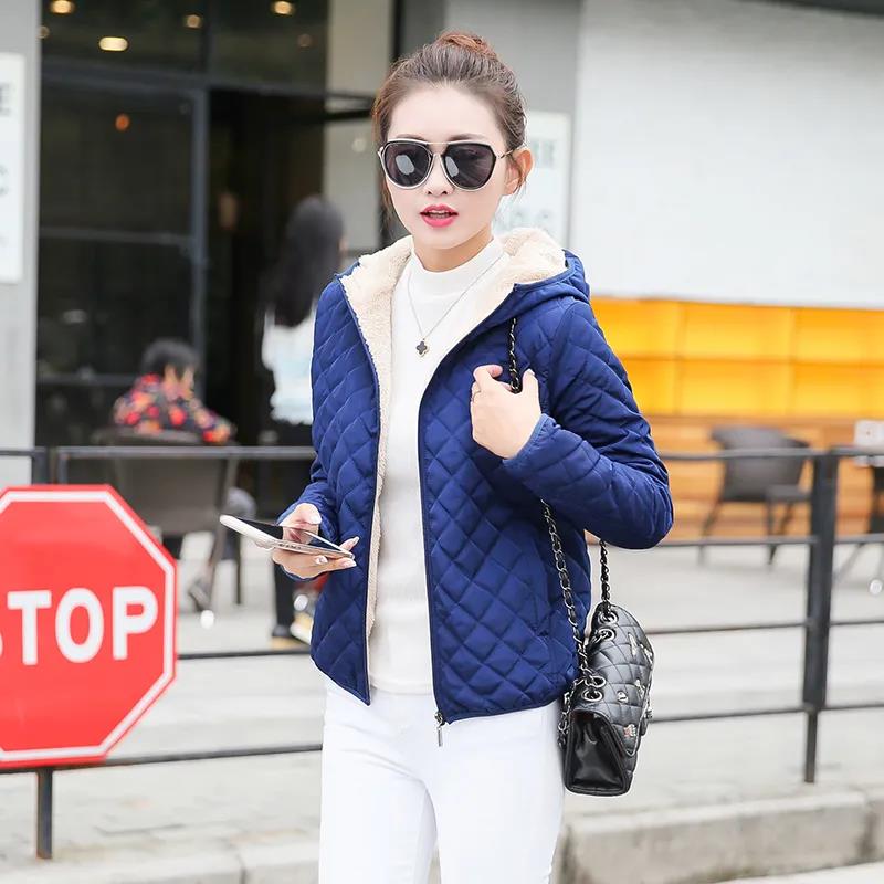 Women Solid Color Down Parkas Down Jackets Female Cotton-Padded Winter Coat Fleece Plus Size Hooded Outwear Coats