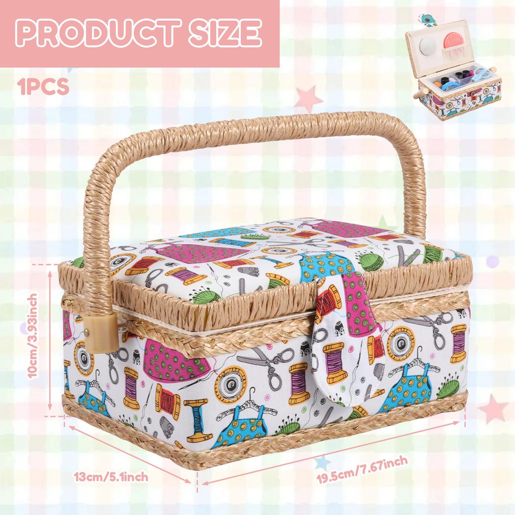 Sewing Kit Storage Box Sturdy Dust Proof Sewing Organizer Basket PortableKnitting Needles Storage Bag For Sewing Accessories