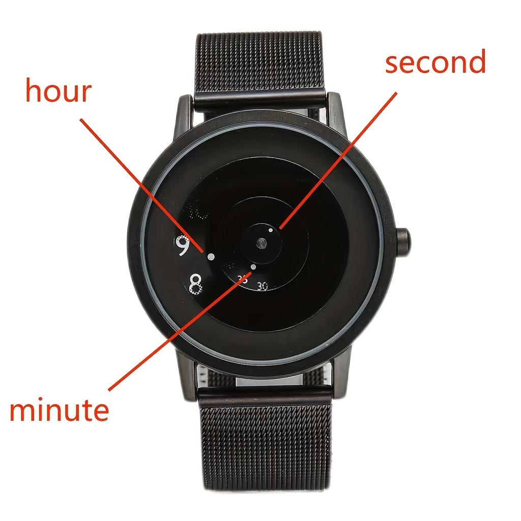 1pcSteel Band Creative Trend Pointless Style Watch Women's Simple and Elegant Style Black Technology Men's Watch