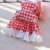 Soft Pet Summer Clothes Fashion Pet Dresses Pet Supplies Cat Plaid Skirt  Small Animal