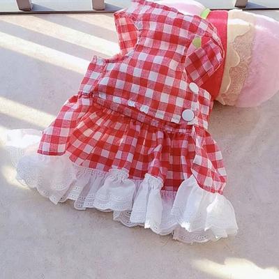 Comfortable Soft Pet Summer Clothes Fashion Thin Design Cat Plaid Skirt Breathable Dog Princess Skirt Small Animal