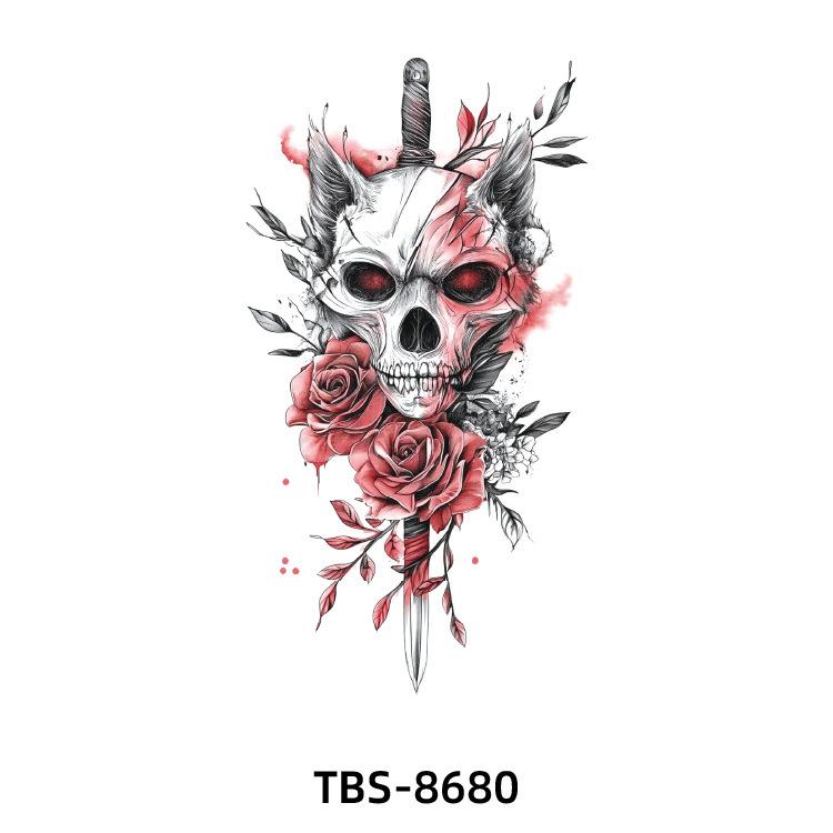 2025 Full/Half Arm Wolf, Tiger, & Flower Tattoo Stickers - European/American Style
