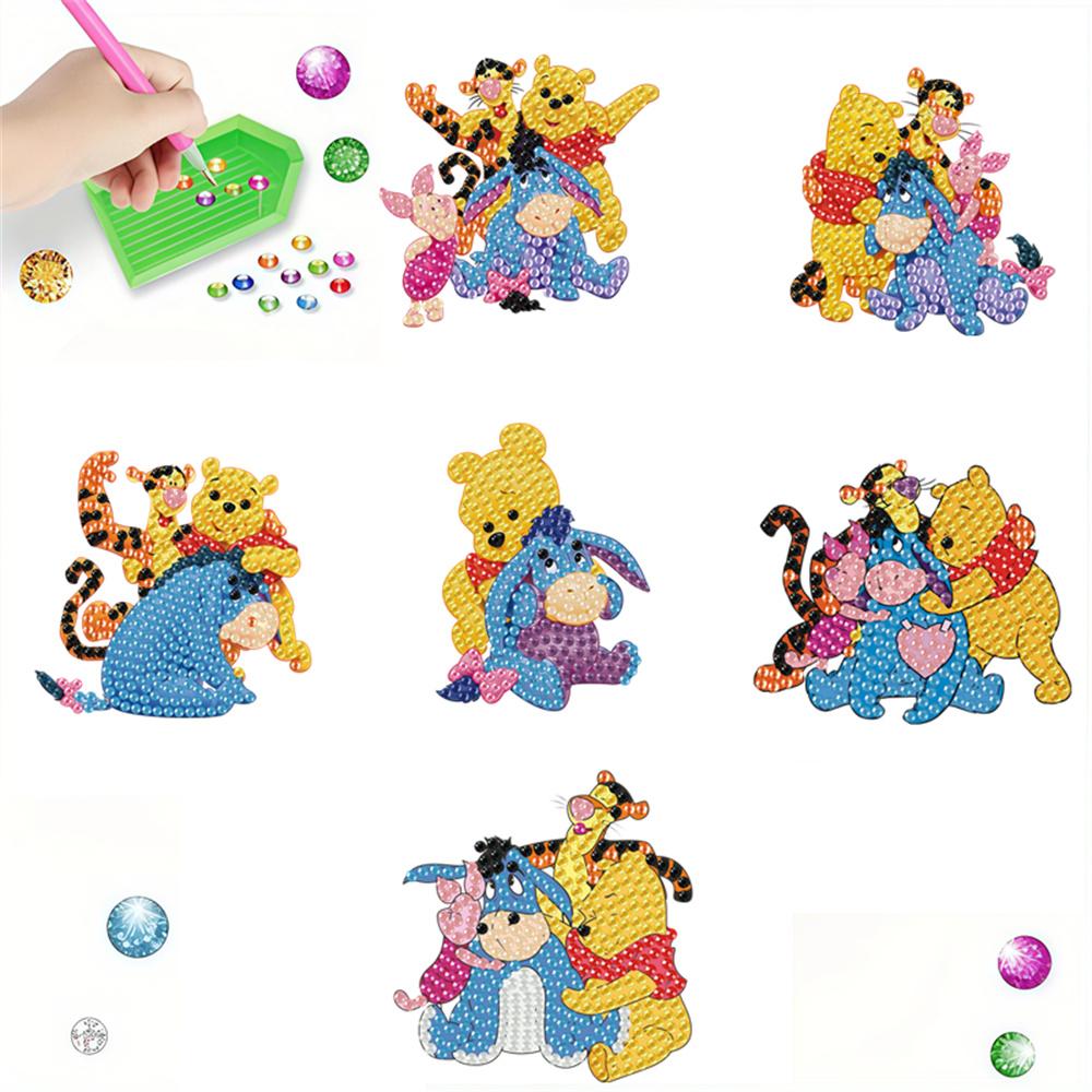 6Pcs Bear and His Friends Series Diamond Art Fridge Magnet Diamond Painting Refrigerator Magnet Diamond Painting Fridge Magnet for Adults Beginners