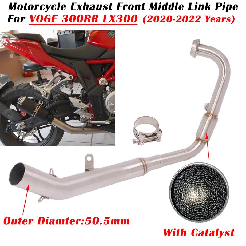 For VOGE 300RR LX300 2020 2021 2022 Motorcycle Exhaust Escape System Modified Muffler 51mm Front Middle Link Pipe With Catalyst