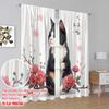 2pcs,2D Plane Printing Contemporary Curtains Zen Cat Blossom Polyester Easy Install (without Rod) Versatile All Perfect for
