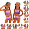 Girls Two Piece Swimsuit Set Gradient Print Sleeveless Crop Top and High Waist Bottoms Summer Beach Swimwear for Kids