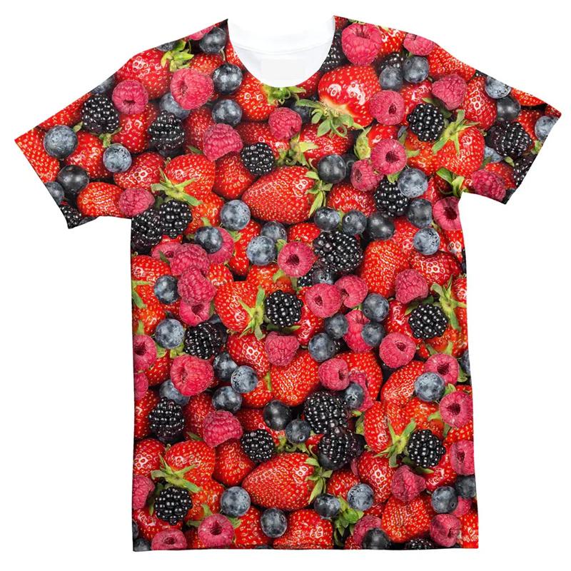 Fashion 3d Printed Fruit T Shirt For Men Vegetables Graphic T-Shirt Tops Women Summer Round Neck Short Sleeves Street Tee Shirts