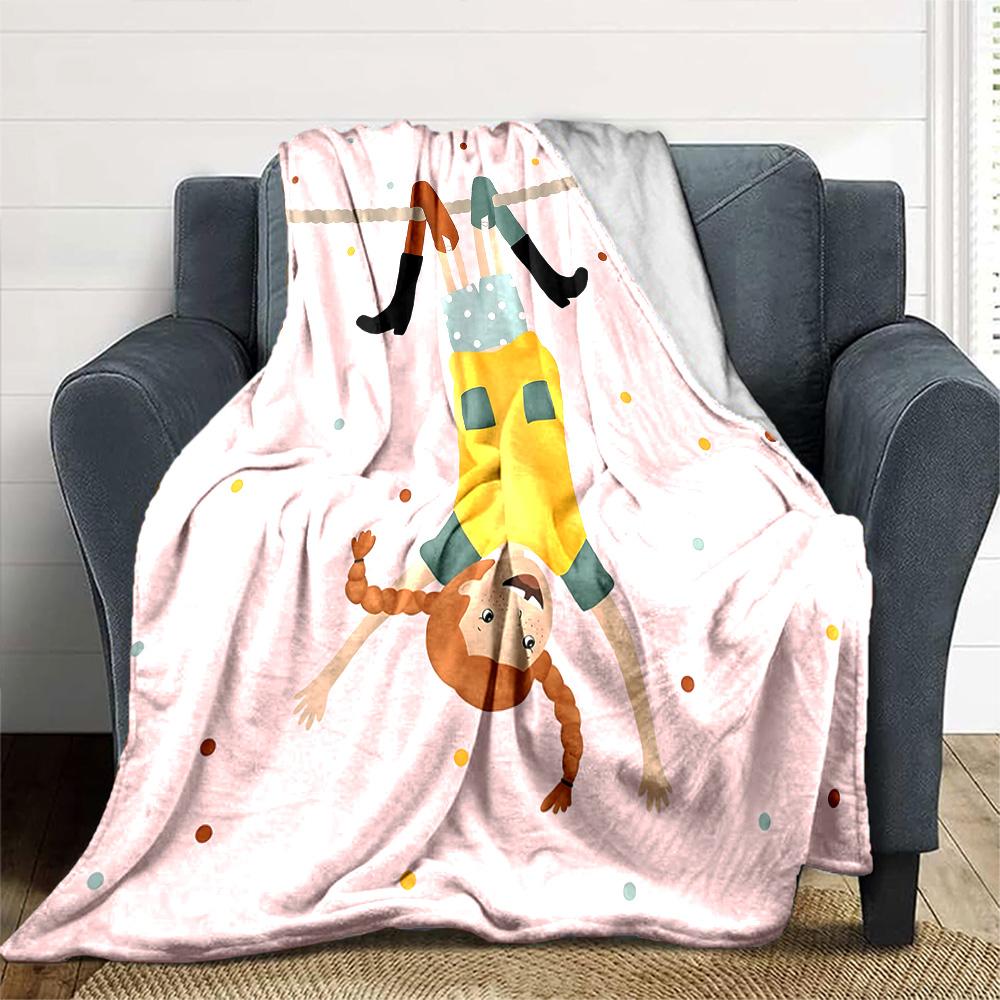 Girl Upside Down Flannel Blanket Super Soft Warm Cozy Blanket For Sofa Bed Office Travel Allseason Home Decor Gift