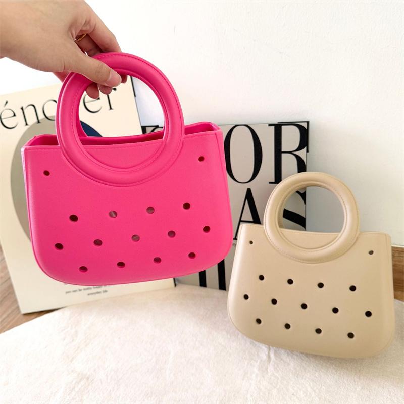 Women Summer Beach Bag Summer EVA DIY Waterproof Beach Basket Picnic Outdoor Travel Tote Handbag For Swimming Vacation Shopping