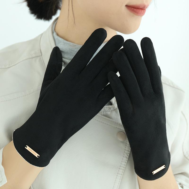 

Женские флисовые замшевые перчатки без пальцев для велоспорта с сенсорным экраном One Size