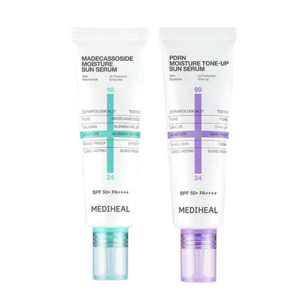 Mediheal Moisture Sun Serum Set Madecassoside Blemish Repair & PDRN Rosé Tone-Up SPF50+ PA++++ 50ml Duo Pack