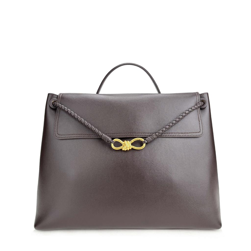 And New Plain Weave Fashionable Versatile Bow Tie Gold Buckle Single Shoulder Crossbody Handbag With Large Capacity Tote Bag