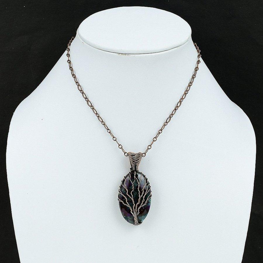 Natural Multi Labradorite Gemstone Copper Wire Wrap Gift Pendant 2.40" F5N81