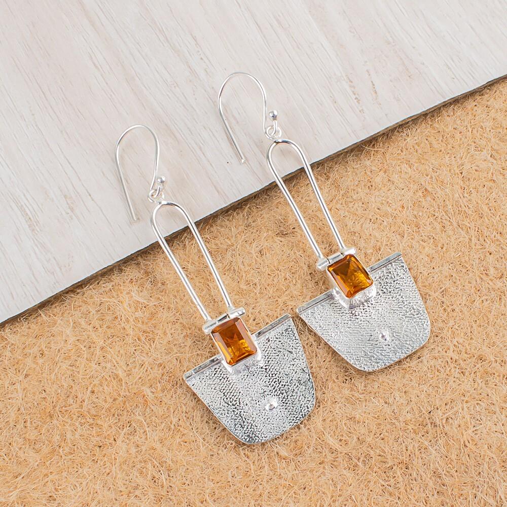 

Натуральный цитрин, драгоценный камень, серебро 925 пробы, украшения ручной работы, серьги 2,2 дюйма EE-68-8