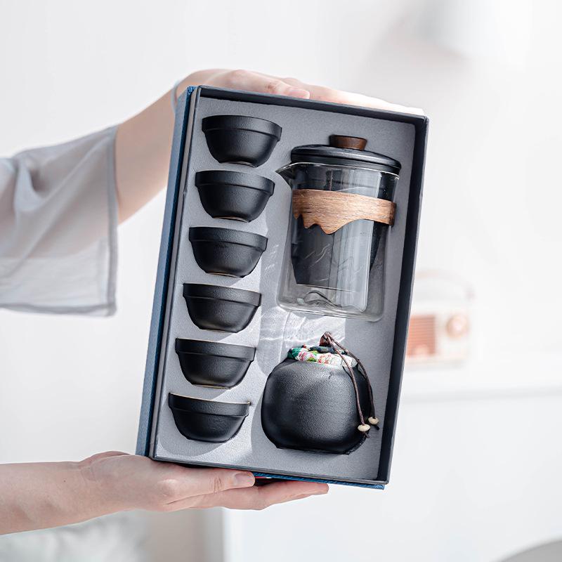 Portable Glass Travel Tea Set: Quick Outdoor Kung Fu Tea Cup & Japanese Teapot - Perfect Business Gift Set