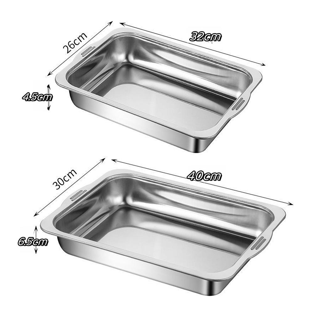 Stainless Steel Rectangular Deep Tray Rust-Proof Multi-Purpose Food Storage Tray For Kitchen Dish Buffets Barbecue Baking Use