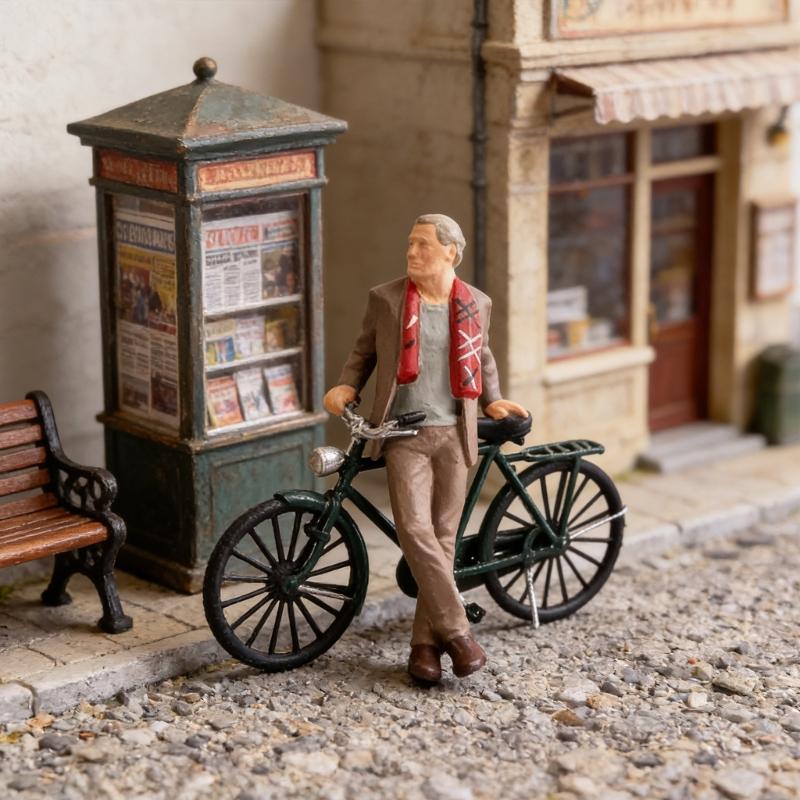 Gentleman Bike Figures Set 1:64 Scale Hand Painted Miniature Figures People for Dioramas Props,Photography Collectors