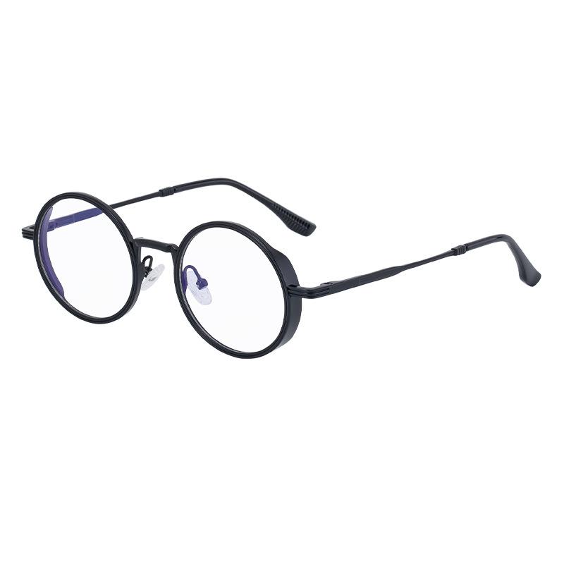 Non-polarized Round Frame Sunglasses for Men with Spring Legs, Retro and High-end Sunglasses, Metal Oval Frame Glasses